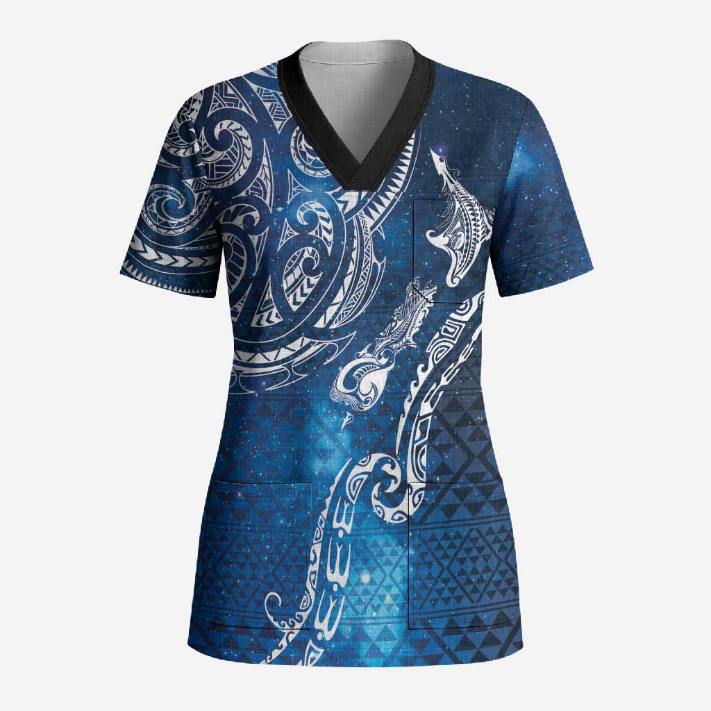 Matariki Galaxy Scrub Top New Zealand Map Maori Pattern