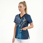 Matariki Galaxy Scrub Top New Zealand Map Maori Pattern