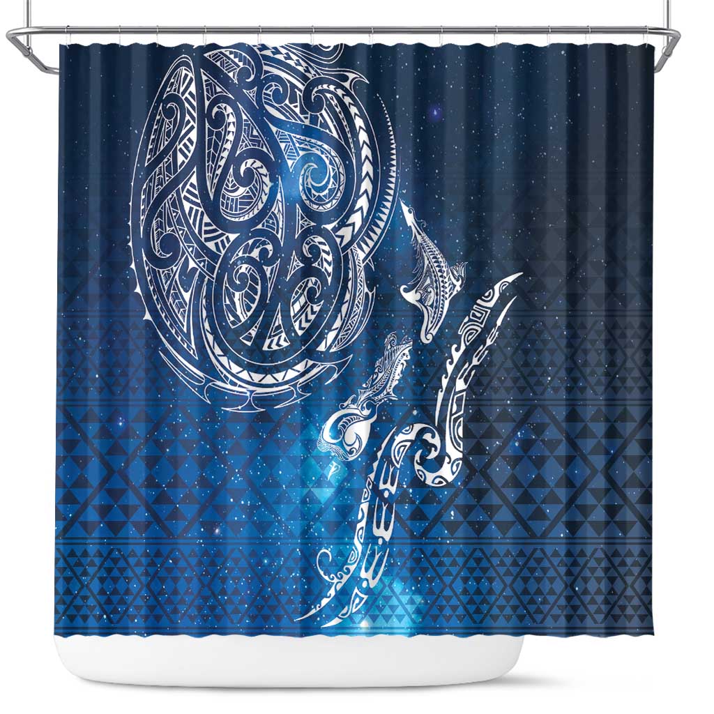 Matariki Galaxy Shower Curtain New Zealand Map Maori Pattern
