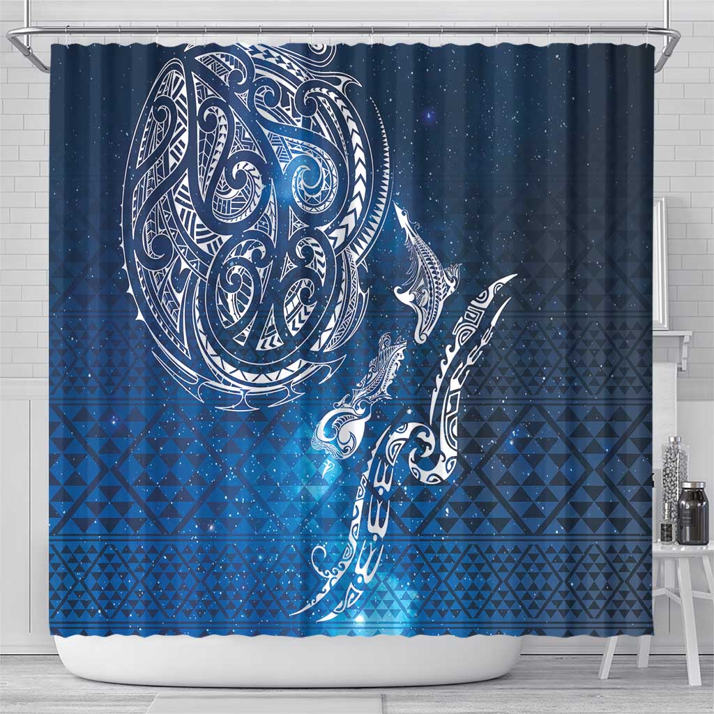 Matariki Galaxy Shower Curtain New Zealand Map Maori Pattern