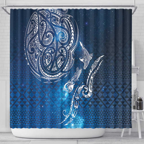 Matariki Galaxy Shower Curtain New Zealand Map Maori Pattern