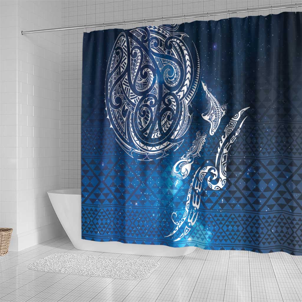 Matariki Galaxy Shower Curtain New Zealand Map Maori Pattern