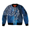 Matariki Galaxy Sleeve Zip Bomber Jacket New Zealand Map Maori Pattern