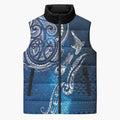 Matariki Galaxy Sleeveless Puffer Jacket New Zealand Map Maori Pattern