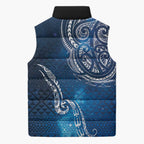 Matariki Galaxy Sleeveless Puffer Jacket New Zealand Map Maori Pattern