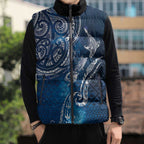 Matariki Galaxy Sleeveless Puffer Jacket New Zealand Map Maori Pattern