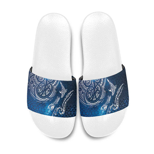 Matariki Galaxy Slide Sandals New Zealand Map Maori Pattern