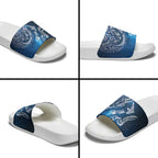 Matariki Galaxy Slide Sandals New Zealand Map Maori Pattern