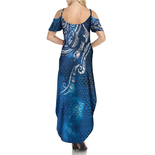 Matariki Galaxy Summer Maxi Dress New Zealand Map Maori Pattern