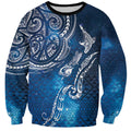 Matariki Galaxy Sweatshirt New Zealand Map Maori Pattern