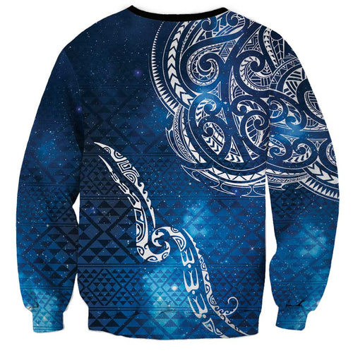 Matariki Galaxy Sweatshirt New Zealand Map Maori Pattern