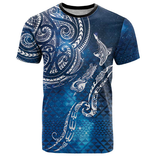 Matariki Galaxy T Shirt New Zealand Map Maori Pattern
