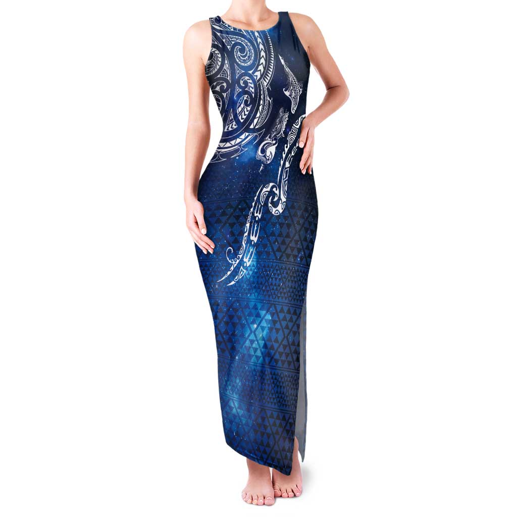 Matariki Galaxy Tank Maxi Dress New Zealand Map Maori Pattern