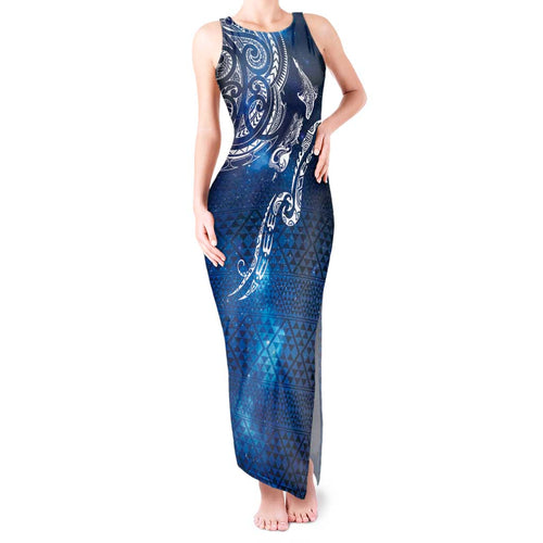 Matariki Galaxy Tank Maxi Dress New Zealand Map Maori Pattern