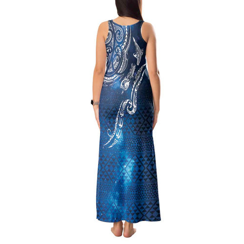 Matariki Galaxy Tank Maxi Dress New Zealand Map Maori Pattern