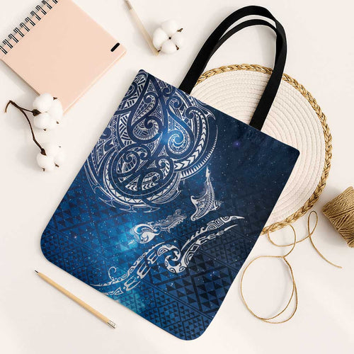 Matariki Galaxy Tote Bag New Zealand Map Maori Pattern