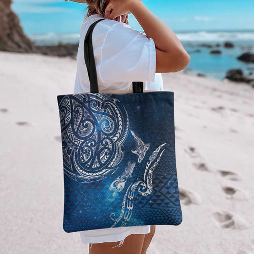 Matariki Galaxy Tote Bag New Zealand Map Maori Pattern