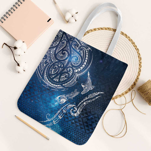 Matariki Galaxy Tote Bag New Zealand Map Maori Pattern