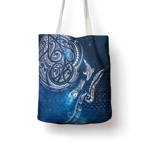 Matariki Galaxy Tote Bag New Zealand Map Maori Pattern