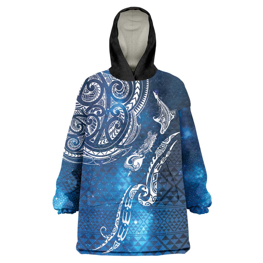 Matariki Galaxy Wearable Blanket Hoodie New Zealand Map Maori Pattern