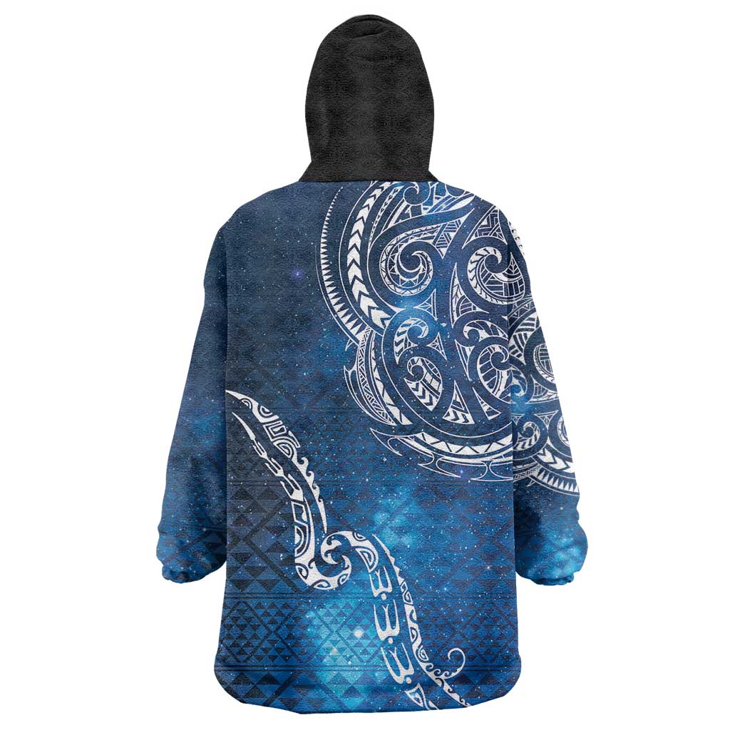 Matariki Galaxy Wearable Blanket Hoodie New Zealand Map Maori Pattern