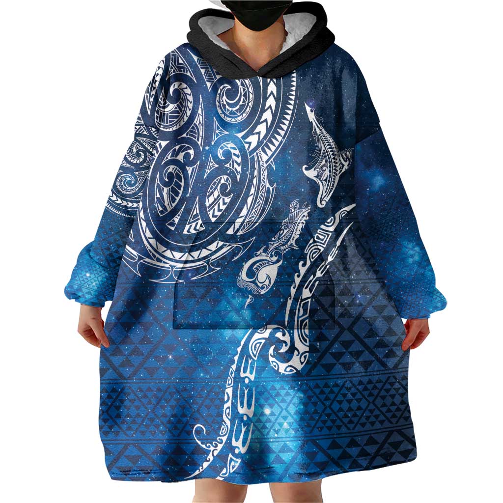Matariki Galaxy Wearable Blanket Hoodie New Zealand Map Maori Pattern