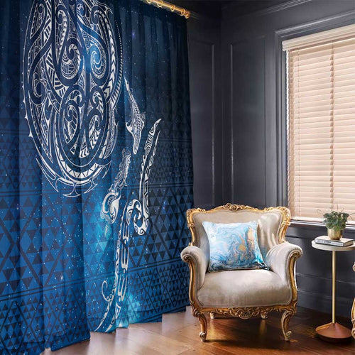 Matariki Galaxy Window Curtain New Zealand Map Maori Pattern