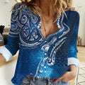Matariki Galaxy Women Casual Shirt New Zealand Map Maori Pattern