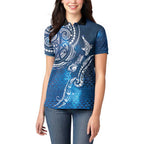 Matariki Galaxy Women Polo Shirt New Zealand Map Maori Pattern