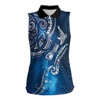 Matariki Galaxy Women Sleeveless Polo Shirt New Zealand Map Maori Pattern