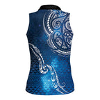 Matariki Galaxy Women Sleeveless Polo Shirt New Zealand Map Maori Pattern