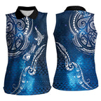 Matariki Galaxy Women Sleeveless Polo Shirt New Zealand Map Maori Pattern