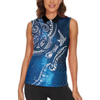 Matariki Galaxy Women Sleeveless Polo Shirt New Zealand Map Maori Pattern