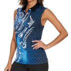 Matariki Galaxy Women Sleeveless Polo Shirt New Zealand Map Maori Pattern