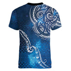 Matariki Galaxy Women V-Neck T-Shirt New Zealand Map Maori Pattern