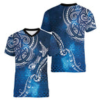 Matariki Galaxy Women V-Neck T-Shirt New Zealand Map Maori Pattern