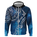 Matariki Galaxy Zip Hoodie New Zealand Map Maori Pattern