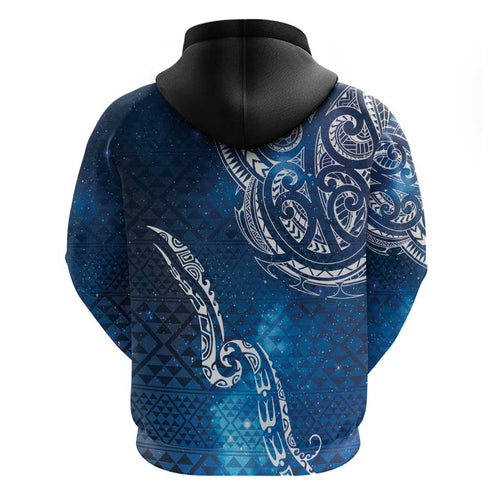 Matariki Galaxy Zip Hoodie New Zealand Map Maori Pattern