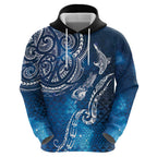 Matariki Galaxy Zip Hoodie New Zealand Map Maori Pattern