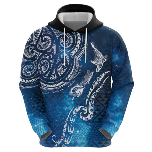 Matariki Galaxy Zip Hoodie New Zealand Map Maori Pattern