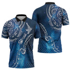 Matariki Galaxy Zipper Polo Shirt New Zealand Map Maori Pattern