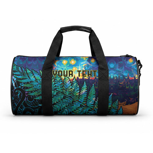 Matariki Te Tau Hou Maori Personalised Duffle Bag New Zealand Silver Fern Night Starry Sky