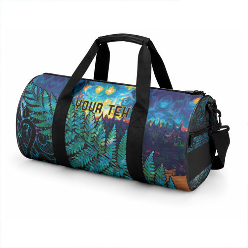Matariki Te Tau Hou Maori Personalised Duffle Bag New Zealand Silver Fern Night Starry Sky