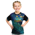 Matariki Te Tau Hou Maori Kid T Shirt New Zealand Silver Fern Night Starry Sky