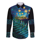 Matariki Te Tau Hou Maori Long Sleeve Button Shirt New Zealand Silver Fern Night Starry Sky