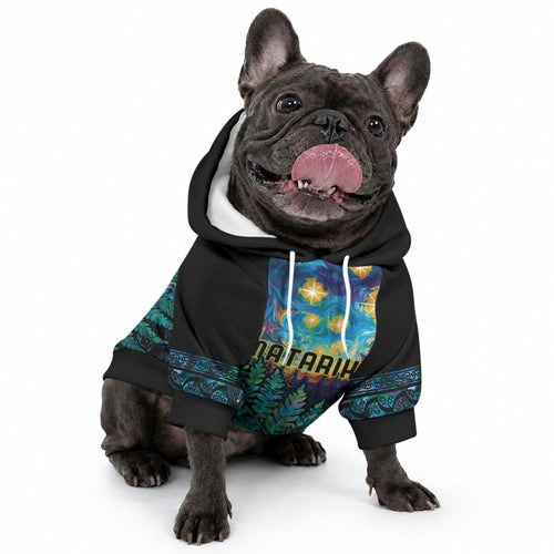 Matariki Te Tau Hou Maori Personalised Pet Hoodie New Zealand Silver Fern Night Starry Sky