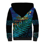 Matariki Te Tau Hou Maori Sherpa Hoodie New Zealand Silver Fern Night Starry Sky