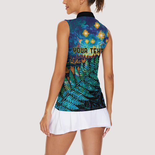 Matariki Te Tau Hou Maori Women Sleeveless Polo Shirt New Zealand Silver Fern Night Starry Sky