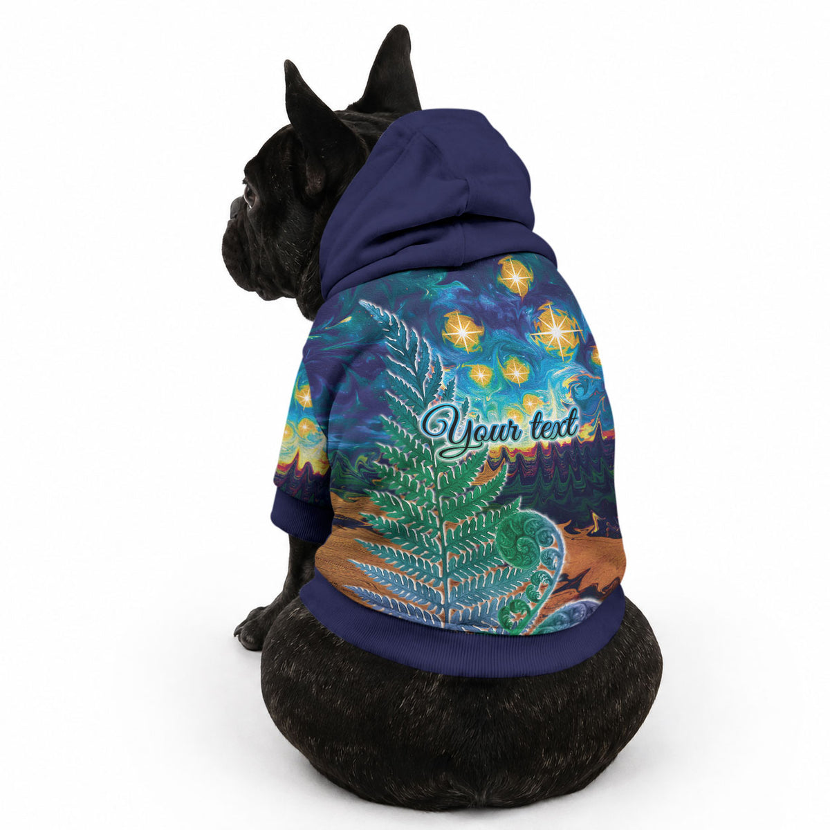 Personalised New Zealand Matariki Art Star Pet Hoodie Koru Fern Night Starry Sky