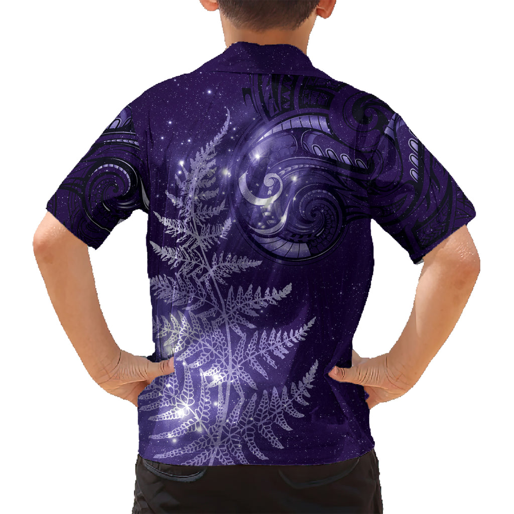 New Zealand Matariki Kid Hawaiian Shirt Purple Milky Way Stars Night Sky